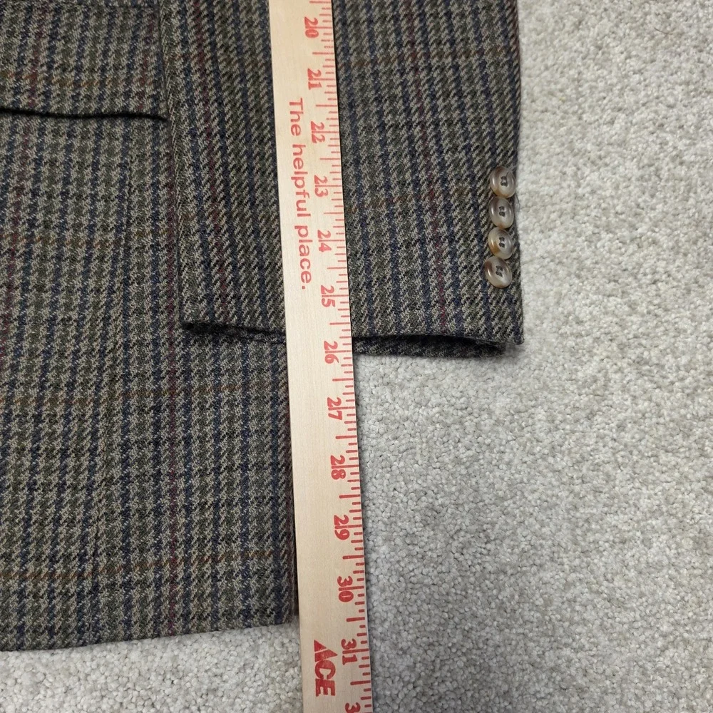 Paul Stuart Wool Tweed Sport Coat Blazer 46L Houndstooth Overcheck‎ USA Vintage
